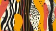 © Vladimir - Minimalist animal pattern. Creative abstract fauna print in vivid colors