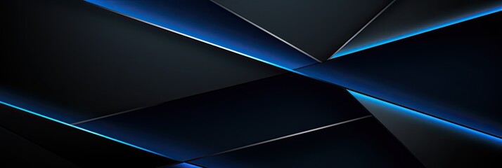 Poster - Modern black blue abstract background. Minimal. Color gradient. Dark. Web banner. Geometric shape. 3d effect. Lines stripes triangles. Design. Futuristic. Cut paper or metal effect. Luxury. Premium.