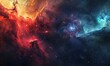 An imaginative blend of realistic astronomical features and vibrant colors in a galaxy. Generative AI.