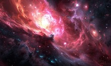 A Nebula In Space. Generative AI.
