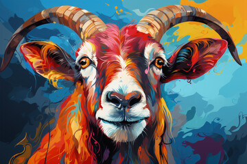 Bright and Colorful A Fauvism Style of a Goat, Generative Ai