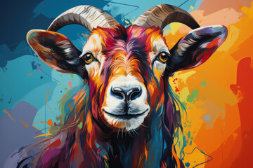 Bright and Colorful A Fauvism Style of a Goat, Generative Ai