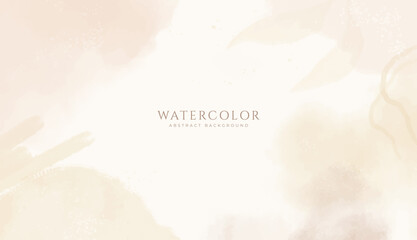 Abstract horizontal watercolor background. Neutral light colored empty space background illustration