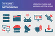 Networking Glyph Two Color Icons Set