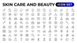 © artnazu - Skin care and beauty. Attributes of beauty for women.Skin care line icons set.