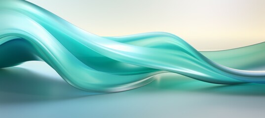 Abstract solid green wave flow background. Generative AI technology.