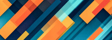 A Colorful Abstract Background With A Diagonal Pattern Of Orange And Blue Squares And Rectangles On A Black Background,  Triadic Color Scheme, Computer Graphics, Geometric Abstract Art, Generative Ai