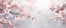 Spring Themed Background, Cherry Tree Branches, Bokeh, Empty Space, Soft And Vibrant Colors
