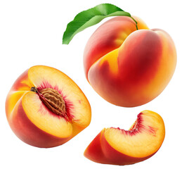 Poster - Set of peach, peach halves and peach wedges