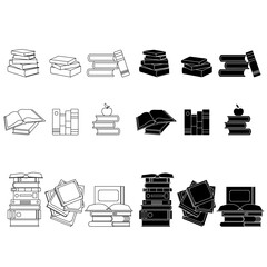 Fototapete - Books icon vector set. Library illustration sign collection. Archive symbol. Textbooks logo.