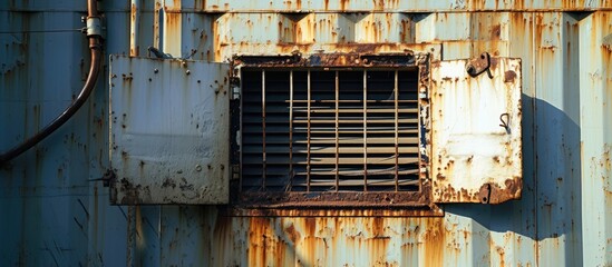 Poster - A photo of cargo hold natural ventilation flap and louver fitted on hatch cover of a bulk carrier. with copy space image. Place for adding text or design