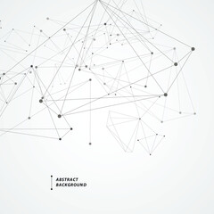Aufkleber - Geometric concept structure network. Abstract polygonal with connecting dots and lines. Connection science vector background