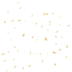 Realistic Confetti Golden tinsel, confetti fall from the sky on a transparent background. 3D Elements asian festival for Holiday, birthday, banner, poster, flyers, greeting card. 3d rendering