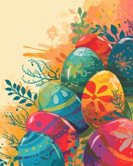 Wall Mural - Abstract beautiful spring colours easter eggs background. vertical mobile position