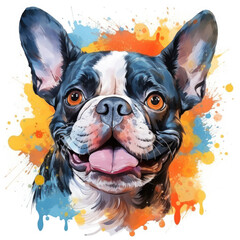 Wall Mural - watercolor French Bulldog clipart, Generative Ai