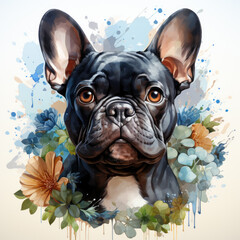 Wall Mural - watercolor French Bulldog clipart, Generative Ai