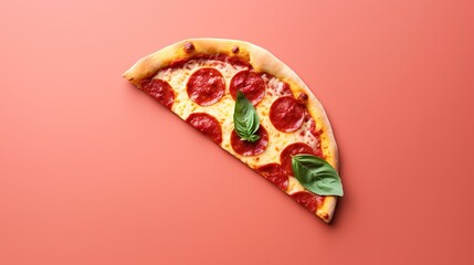 Wall Mural - piece of pizza on vivid pink background, fashionable art food photo design, Generative Ai