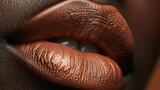 Fototapeta Dmuchawce - Subtle Allure, Close-up of Glistening Copper Lips