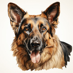 Wall Mural - watercolor German Shepherd clipart, Generative Ai