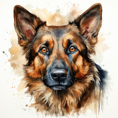 Wall Mural - watercolor German Shepherd clipart, Generative Ai