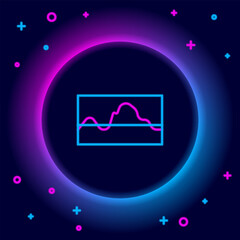 Sticker - Glowing neon line Music wave equalizer icon isolated on black background. Sound wave. Audio digital equalizer technology, console panel, pulse musical. Colorful outline concept. Vector