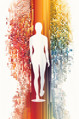 Poster - Mosaic of abstract elements representing diverse health data sources, emphasizing the importance of comprehensive health information.