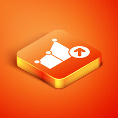 Sticker - Isometric Financial growth icon isolated on orange background. Increasing revenue.  Vector