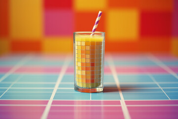Leinwandbilder - Pixel art representation of a fruit smoothie, infusing a classic beverage with pixelated charm.