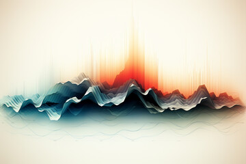 Poster - minimalist pixel art depicting an abstract waveform, combining retro graphics with a modern and clea