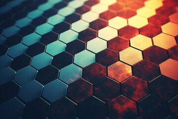 Fototapete - Clean and minimal pixel art featuring an abstract hexagon pattern, showcasing simplicity and geometric precision.