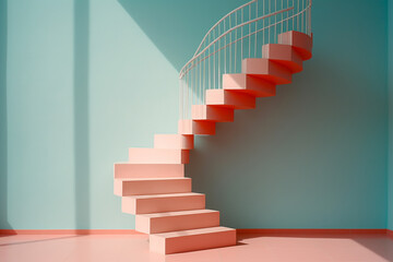 Aufkleber - Minimalist pixel art featuring a geometric representation of spiral stairs, emphasizing simplicity in design.