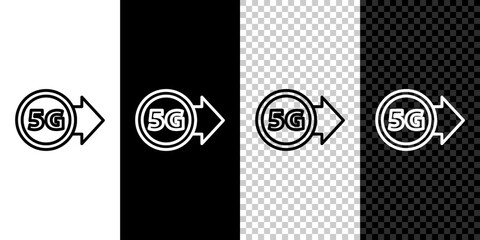 Poster - set line 5g new wireless internet wifi connection icon isolated on black and white background. globa