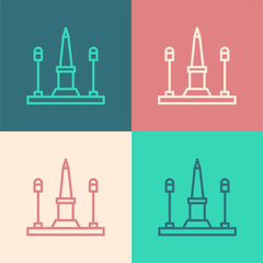 Poster - Pop art line Place De La Concorde in Paris, France icon isolated on color background.  Vector