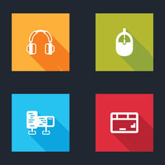 Poster - Set Headphones, Computer mouse, monitor screen and Keyboard icon. Vector