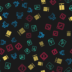 Poster - Set line Car rental, Unknown document, Server, Data, Web Hosting and Open new window on seamless pattern. Vector