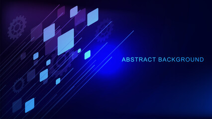 Poster - Abstract isometric rectangular with gears and lines. Digital technology and mechanism concept background.