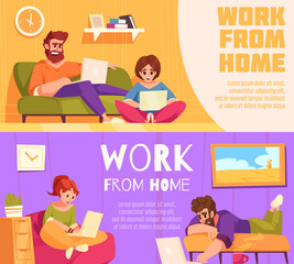 Sticker - Work from home banner set