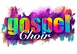 Gospel Choir, multicolored logo on acrylic painting background
