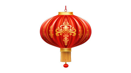 Wall Mural - traditional chinese red lantern with golden patterns, isolated on transparent background. perfect for lunar new year celebrations and asian cultural themes