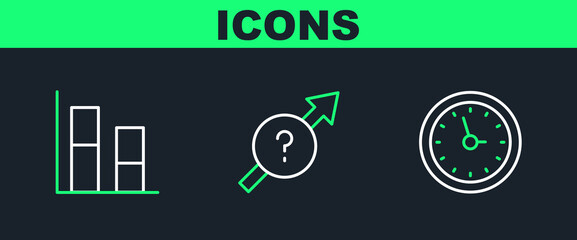 Poster - set line clock, graph, chart, diagram and arrow icon. vector