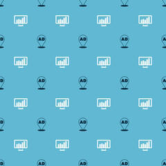 Aufkleber - set advertising and monitor with graph chart on seamless pattern. vector