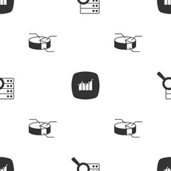 Poster - Set Server, Financial growth and Pie chart infographic on seamless pattern. Vector