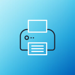 Poster - Line Printer icon isolated on blue background. Colorful outline concept. Vector