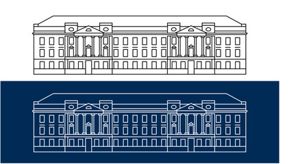 building of the Croatian parliament in Zagreb, vector linear drawing