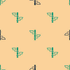 Poster - Green and black Security camera icon isolated seamless pattern on beige background.  Vector