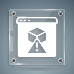 Aufkleber - White 3D printer icon isolated on grey background. 3d printing. Square glass panels. Vector