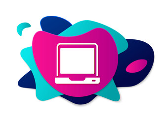 Poster - Color Laptop icon isolated on white background. Computer notebook with empty screen sign. Abstract banner with liquid shapes. Vector