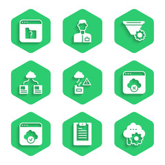 Aufkleber - Set Cloud technology data transfer, Server, Data report, Failed access cloud storage, Filter setting and File missing icon. Vector