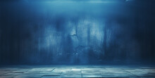 Dark Background. Black Wall With A Light Source. Dark Blue Background.