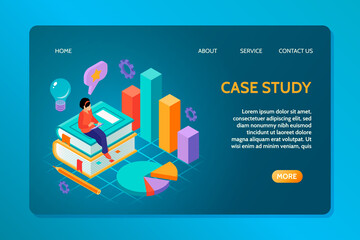 Sticker - Case study landing page in isometric view